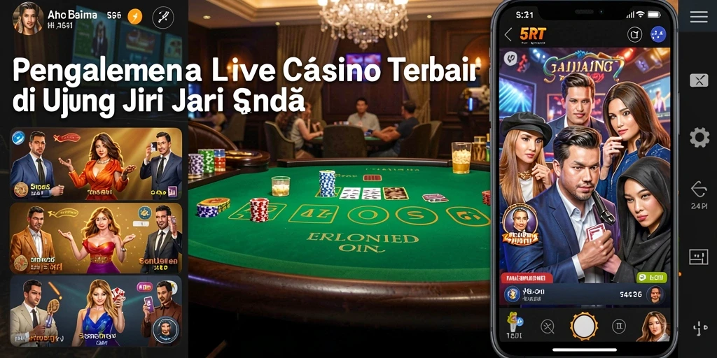 Screenshot 5RT yang menampilkan dealer live dan permainan kasino.