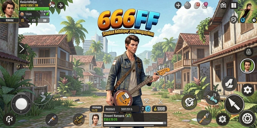 Screenshot gameplay 666FF yang menggambarkan interaksi karakter dalam simulasi kehidupan.