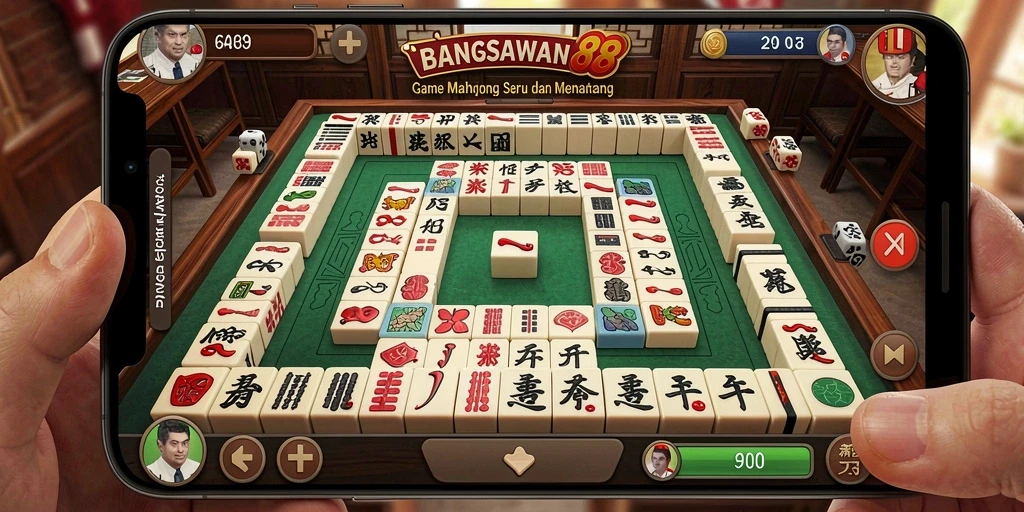 Tampilan gameplay menarik dari BANGSAWAN88 yang menunjukkan ubin Mahjong.