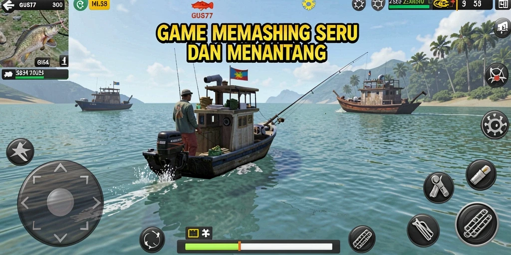 Tampilan gameplay GUS77 yang menampilkan aksi memancing seru.
