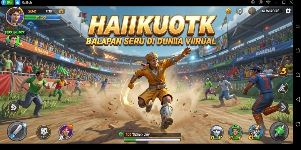 Screenshot gameplay HAIKUOTK menampilkan pertempuran balap yang seru dan menarik.