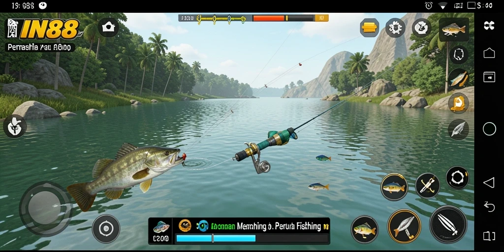 Tampilan gameplay IN88 dengan variasi lokasi memancing.