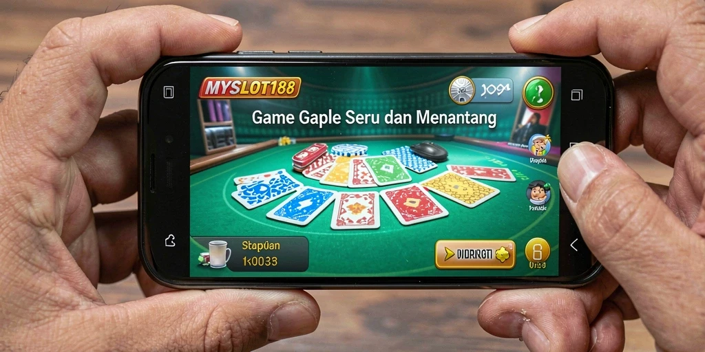 Tampilan gameplay MYSLOT188 dengan kartu Gaple yang menarik.