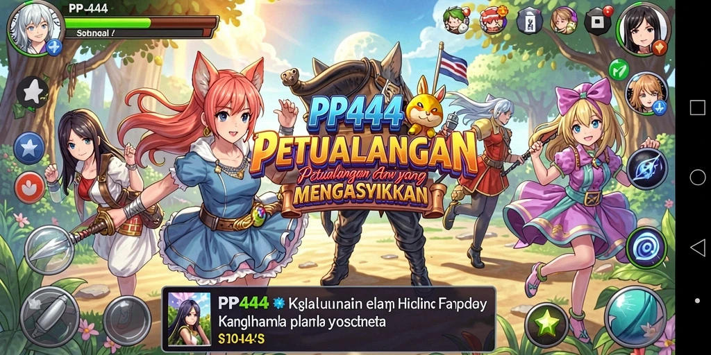 Tampilan gameplay seru dengan karakter anime favorit.