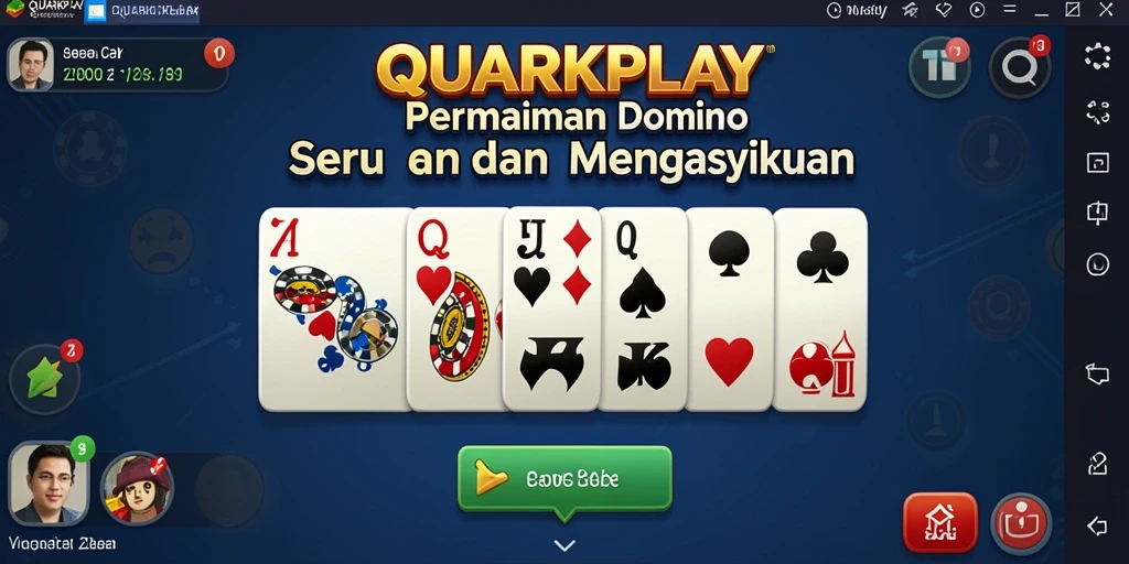Screenshot utama QUARKPLAY menampilkan momen seru saat bermain Domino.