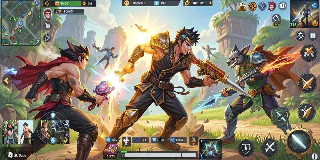 Tampilan gameplay Fighting yang intens dan dinamis di SM605.