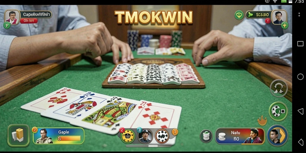 Tampilan gameplay seru dari TMOKWIN saat bermain Gaple.